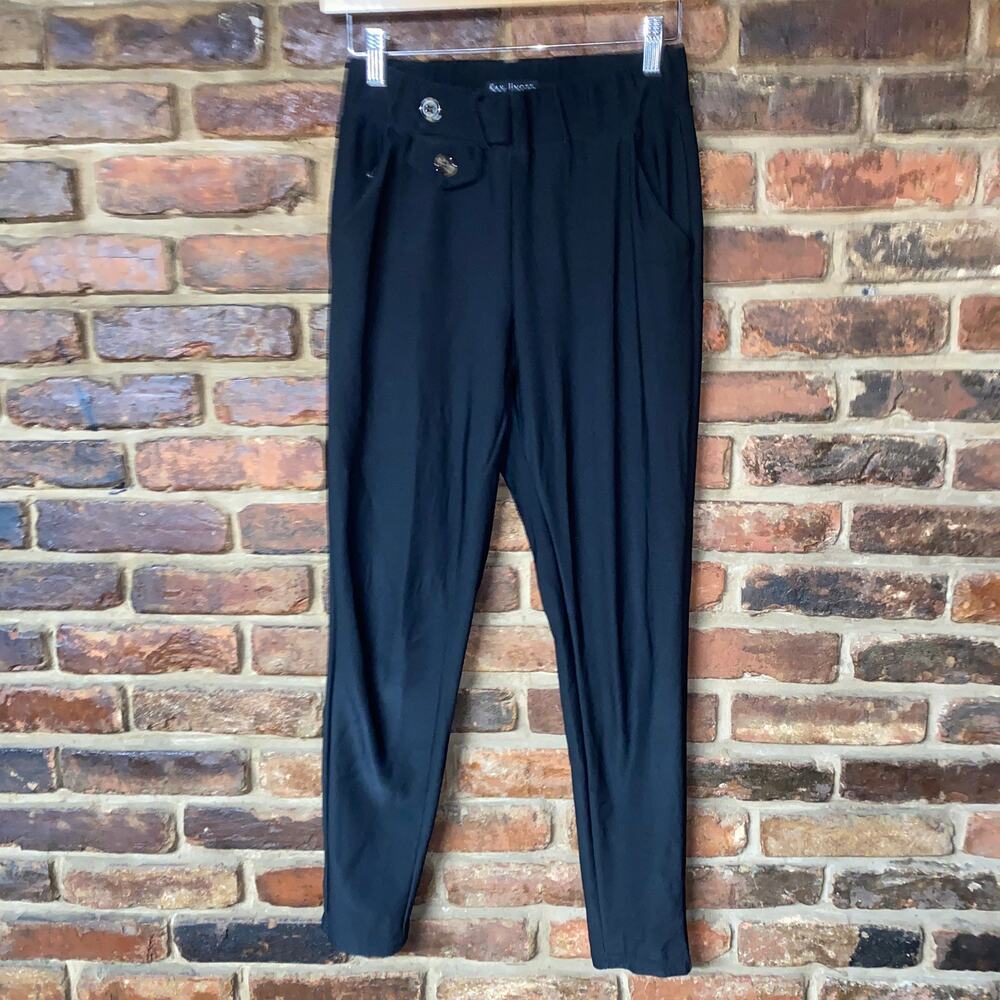 Kay Unger Black Stretch Knit Pull-On Slim Fit Pants Women's Size Small